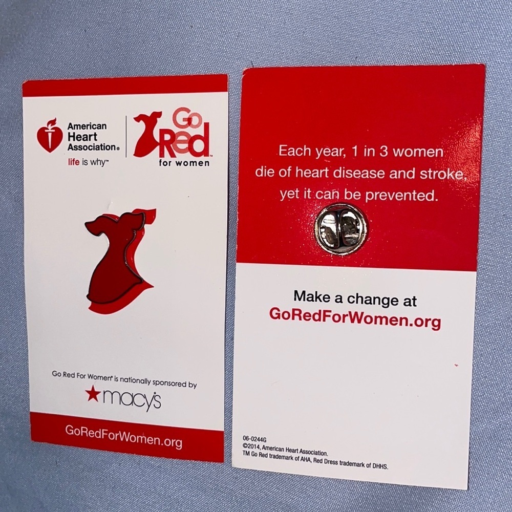 American heart association go red Macy’s pin February heart disease cancer women